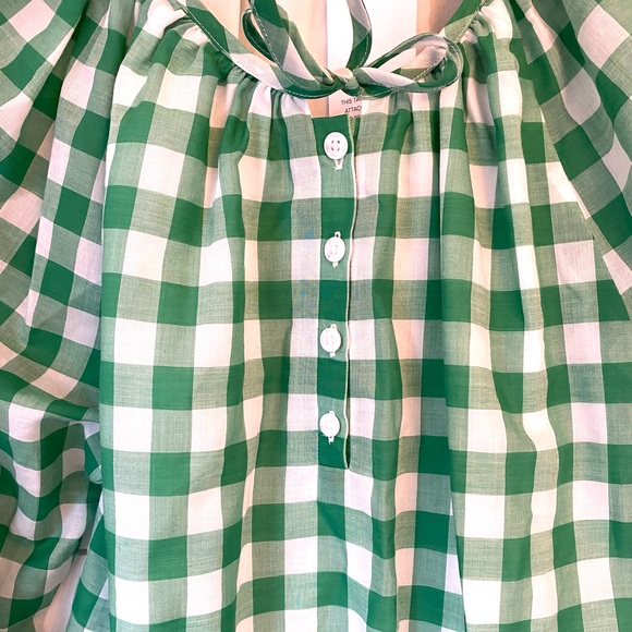 NWT Emerson Fry Green & White Gingham Peasant Top. Size small. - Picture 7 of 13